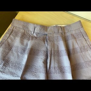 ASOS Design men’s high waisted pleated seersucker smart shorts lilac 32 W NWOT